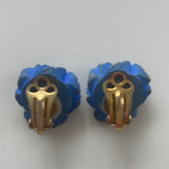 Vintage ceramic flower pansy earrings - Picture 2 of 2